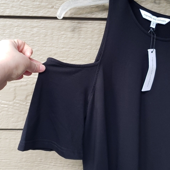 Anthro Cupcakes & Cashmere Hyde Black Dress cold shoulder - Picture 11 of 12